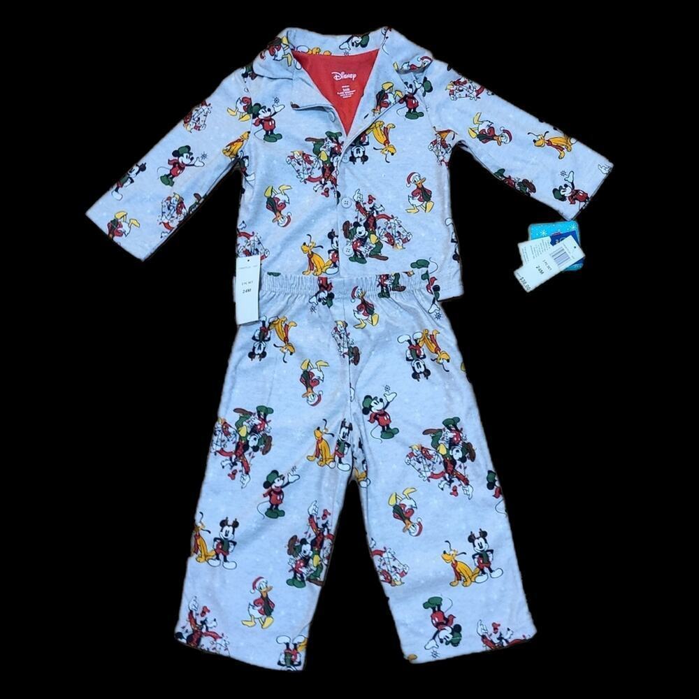 Disney Mickey Mouse & Family 2 Piece Button Down Pajamas Size 24 Months‎